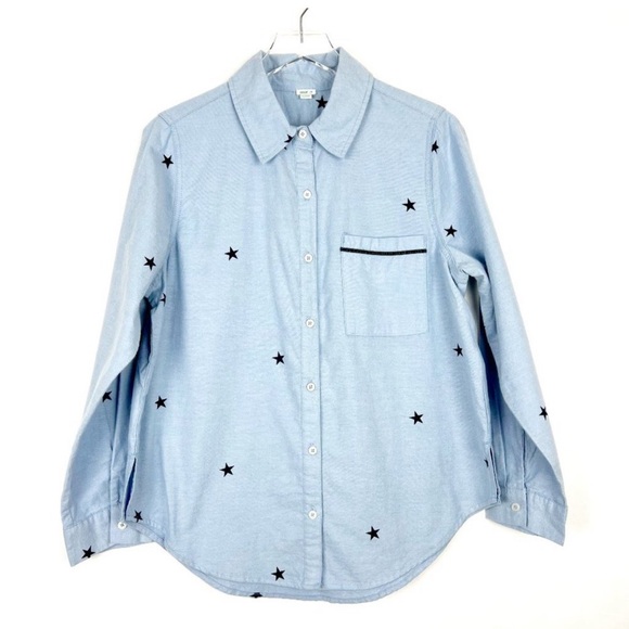 Aerie Flannel Boyfriend Pajama Top Monaco Blue Star Print Size M - Picture 5 of 5